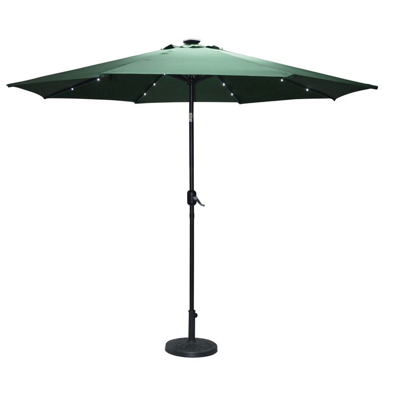 Torbay Dark Green 2.7m Umbrella with Solar Lights