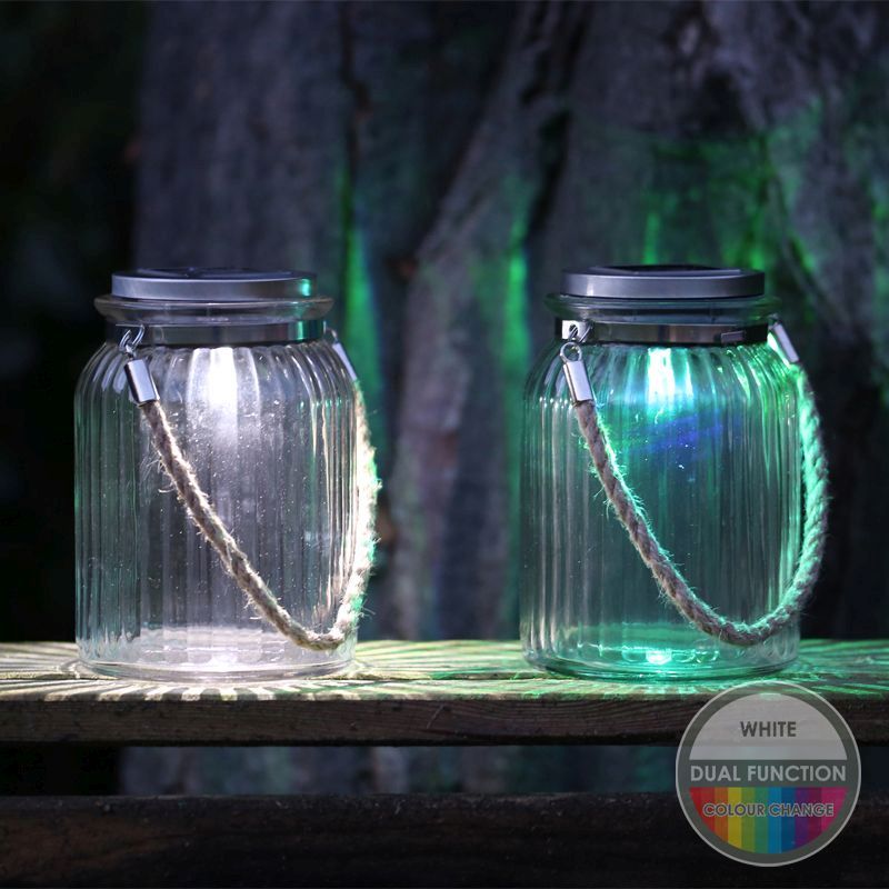 Solar Garden Light Glass Jar With Rope