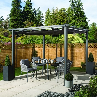 See more information about the Garden Gazebo 3M x 3M Charcoal Canopy + FREE Gazebo Cover Cream By Croft