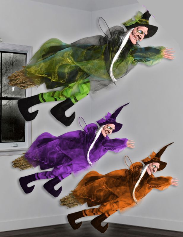 Halloween Giant Witch on Broomstick (Orange)
