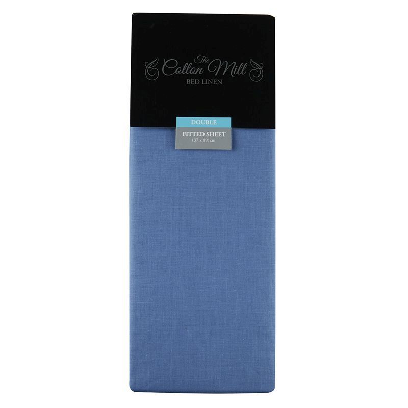 Cotton Mill Blue Double Poly Cotton Fitted Sheet