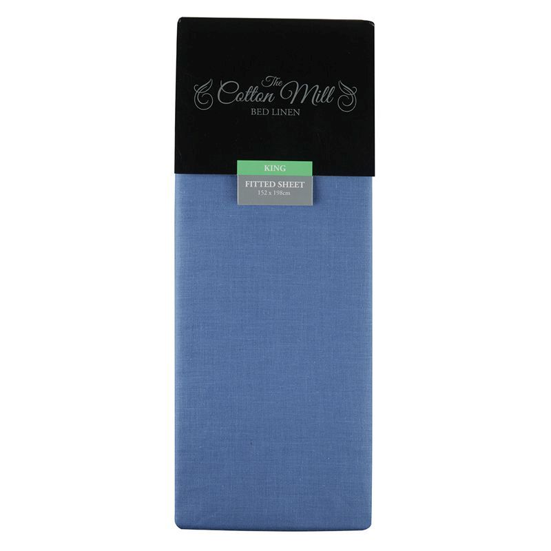 Cotton Mill Blue King Poly Cotton Fitted Sheet