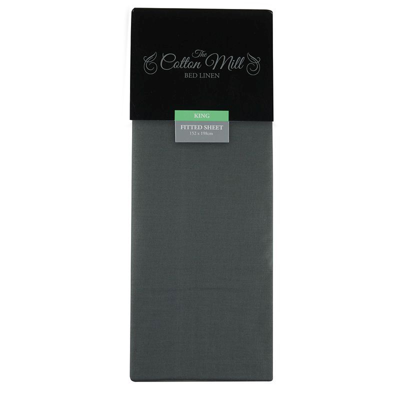 Cotton Mill Charcoal King Poly Cotton Fitted Sheet