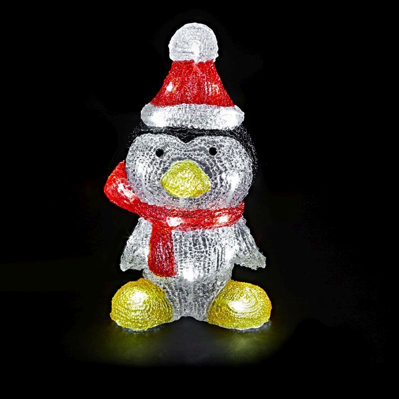 Penguin Acrylic Christmas Decoration with 24 White LED Lights