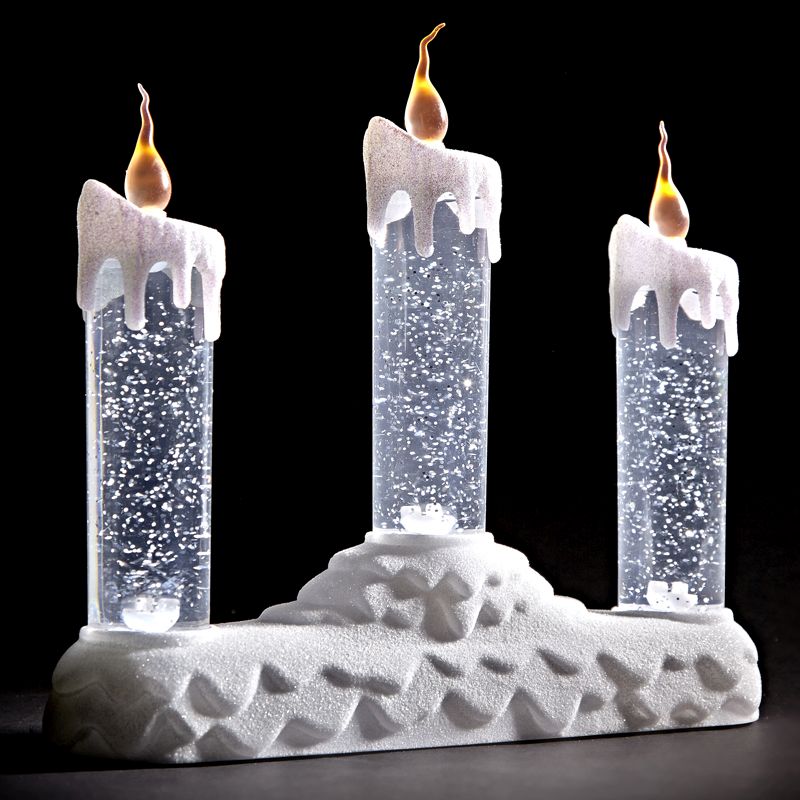 Set Of 3 White LED Glitter Candles