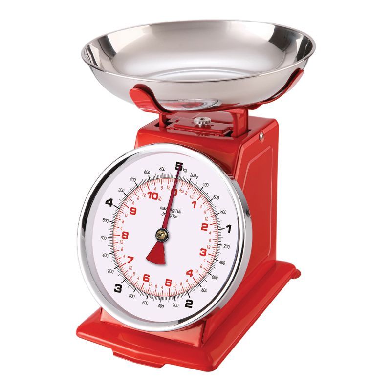 Red Retro Mechanical Kitchen Scale