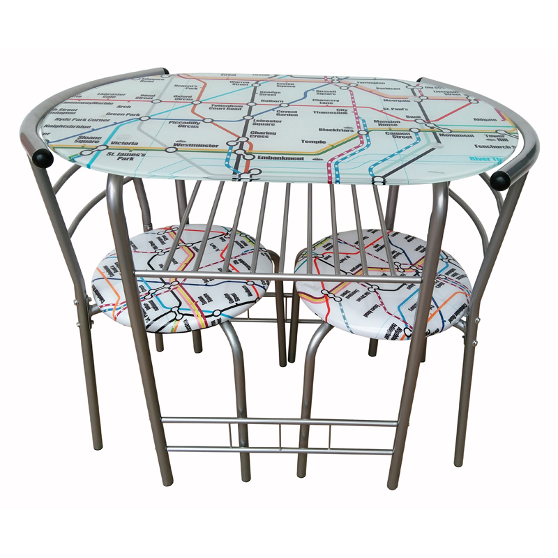 Printed Dining Set Table With 2 Chairs - Underground Design