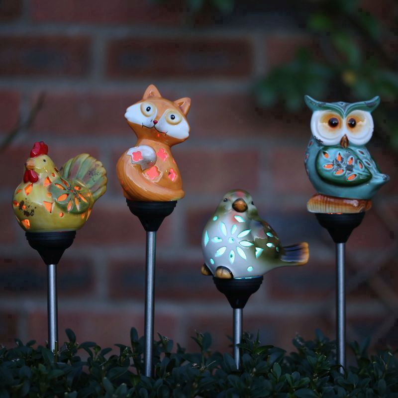 Ceramic Animal Stake Solar Light (Owl)