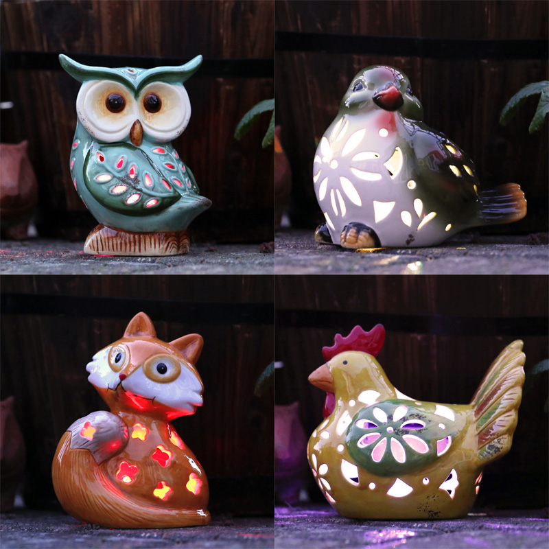 Ceramic Animal Solar Light (Owl)