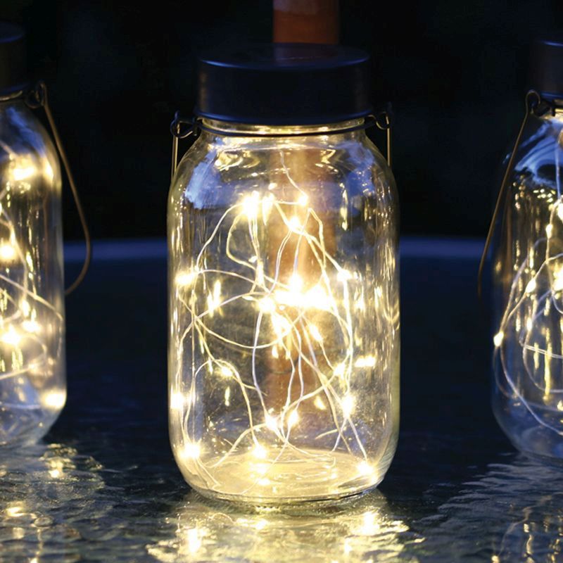 Jar Solar Garden Lantern Decoration Warm White LED - 16.5cm by Bright Garden