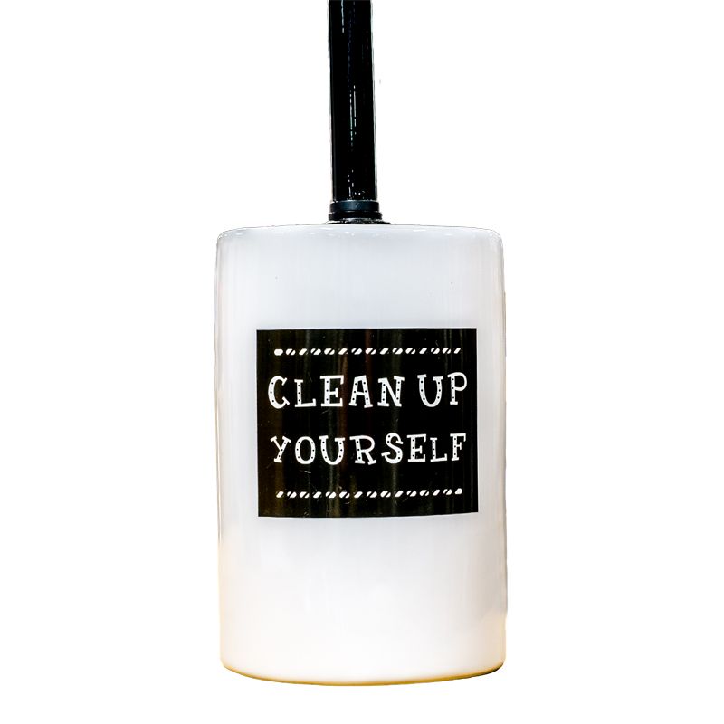 "Clean Up Yourself" Ceramic Toilet Brush Holder