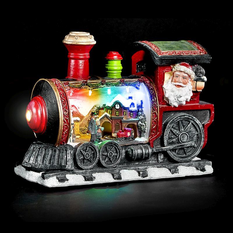 Christmas Turning Train Scene In Locomotive with LED Lighting