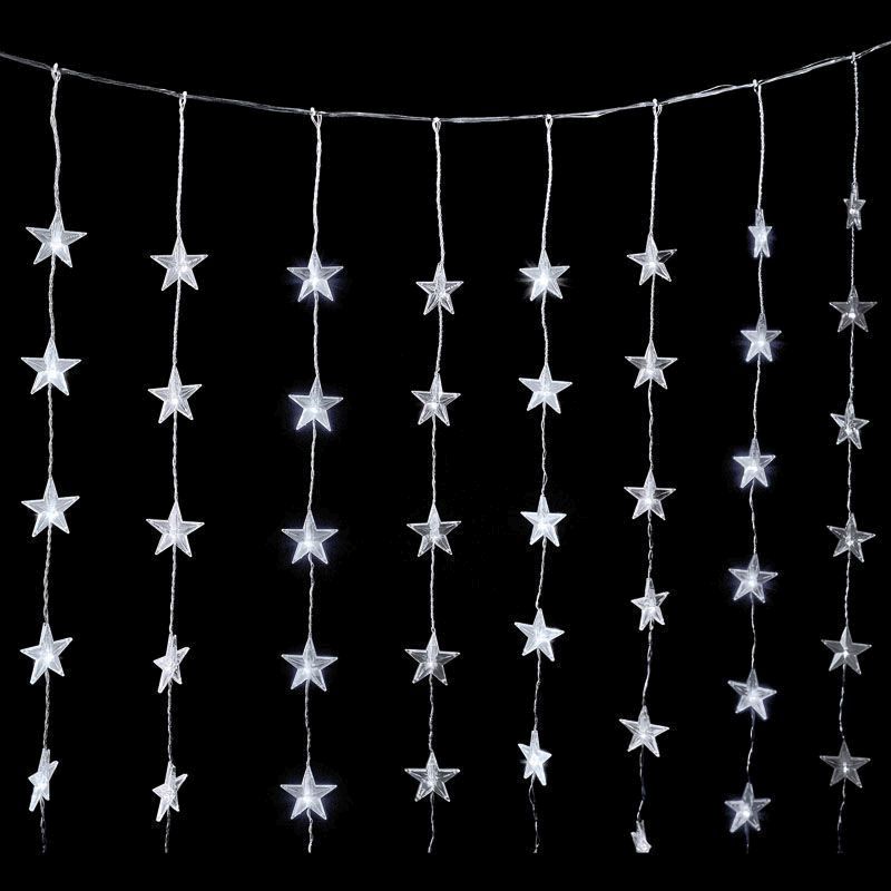 48 Bulb LED Star Curtain Light White