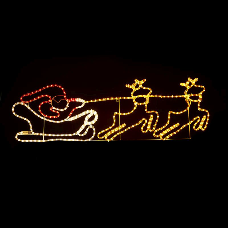 LED Double Reindeer with Sleigh Christmas Rope Light