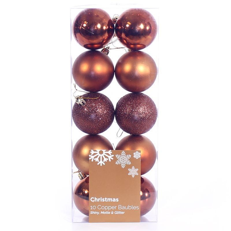 Pack Of 10 Copper Baubles (6cm)