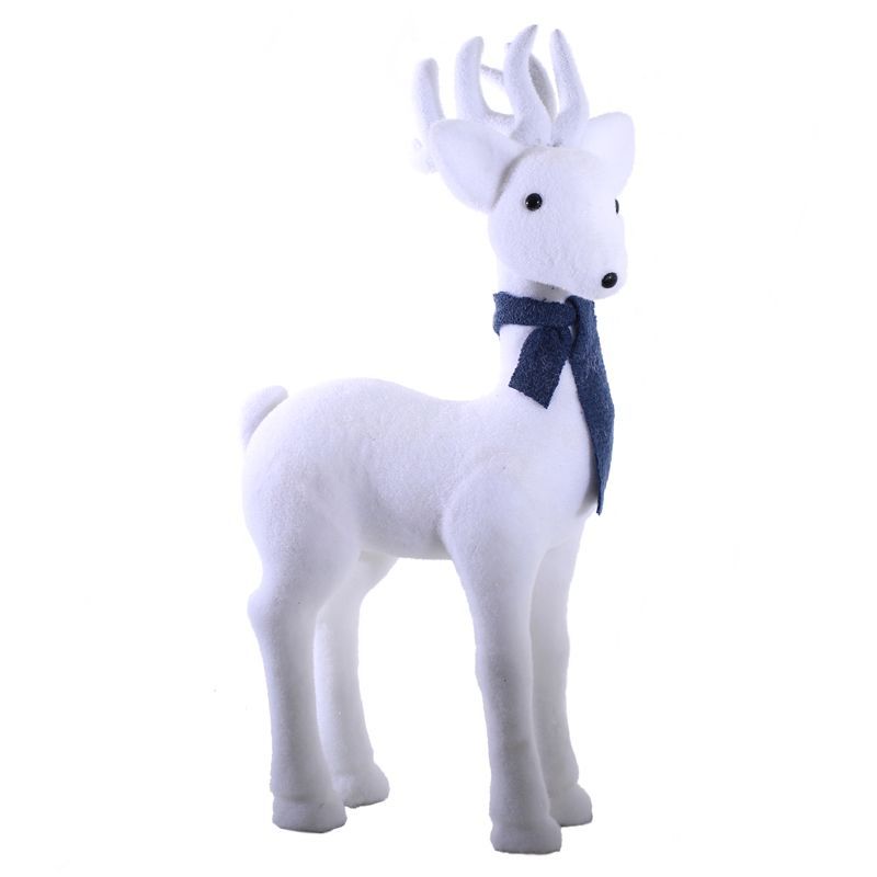 Foam Deer With Blue Scarf Christmas Decoration