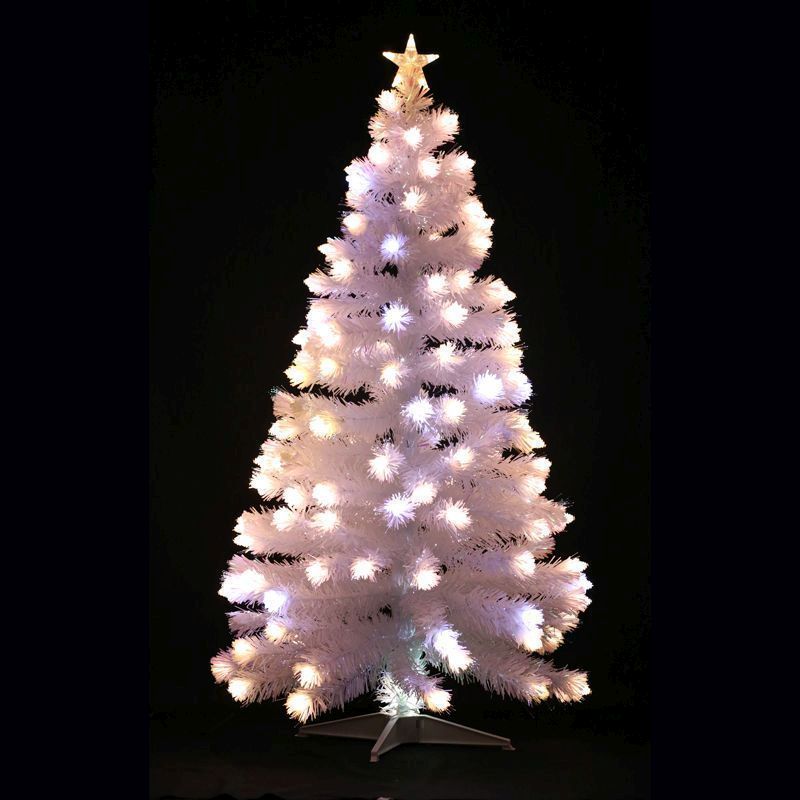 150cm (4 Foot 11 inch) White Spikey Ball Fibre Optic Christmas Tree 