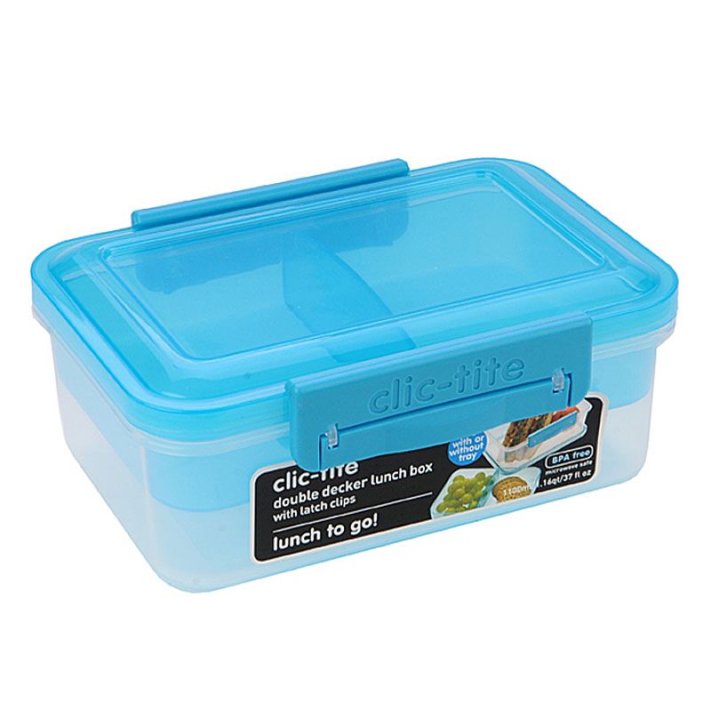 Polar Gear Clic Tite Double Decker Turquoise Lunch Box Clip Lid