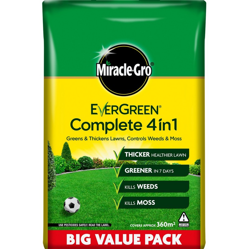 Miracle Gro 12.6kg 4-in-1 Lawn Feed Complete - 360 Square Metres Coverage
