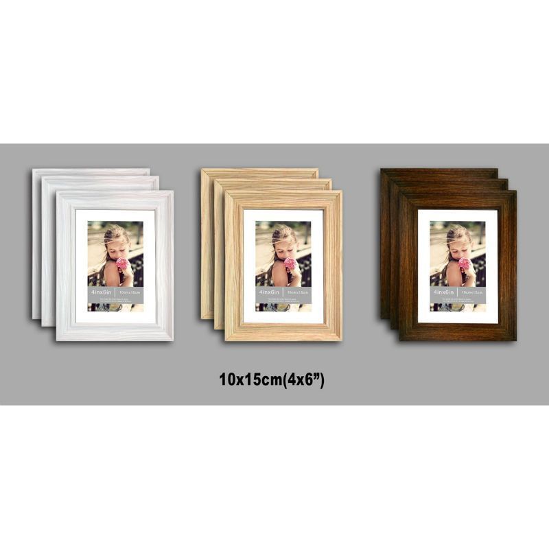 3 Pack of MDF New Grace Picture Frames 4x6 Inches - Black