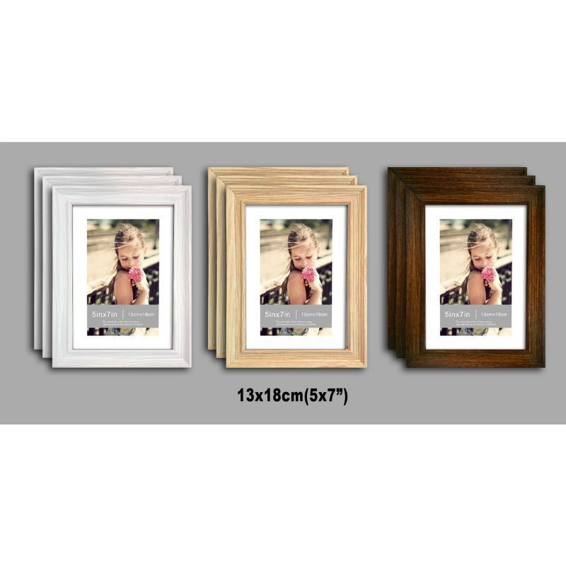 3 Pack of MDF New Grace Picture Frame 5x7 Inches - Natural Wood Grain