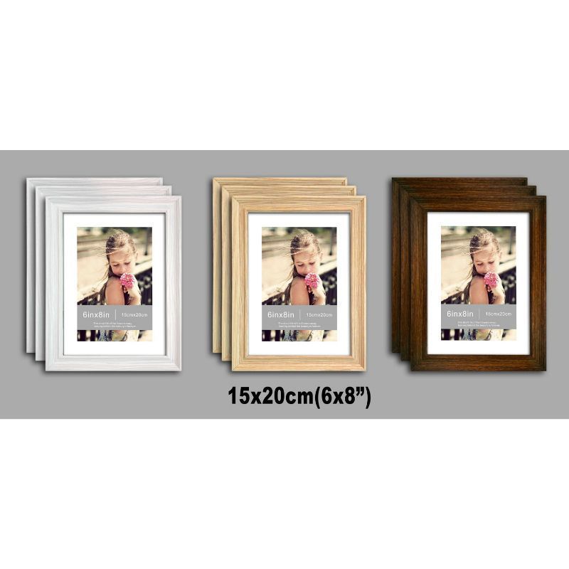 3 Pack of MDF New Grace Picture Frame 6x8 Inches - Natural Wood Grain