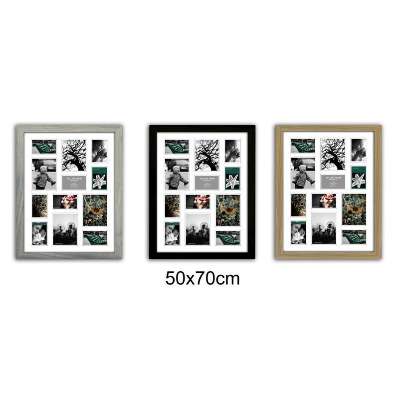 Collage Picture Frame 50x70cm 12 Spaces - Wood Grain