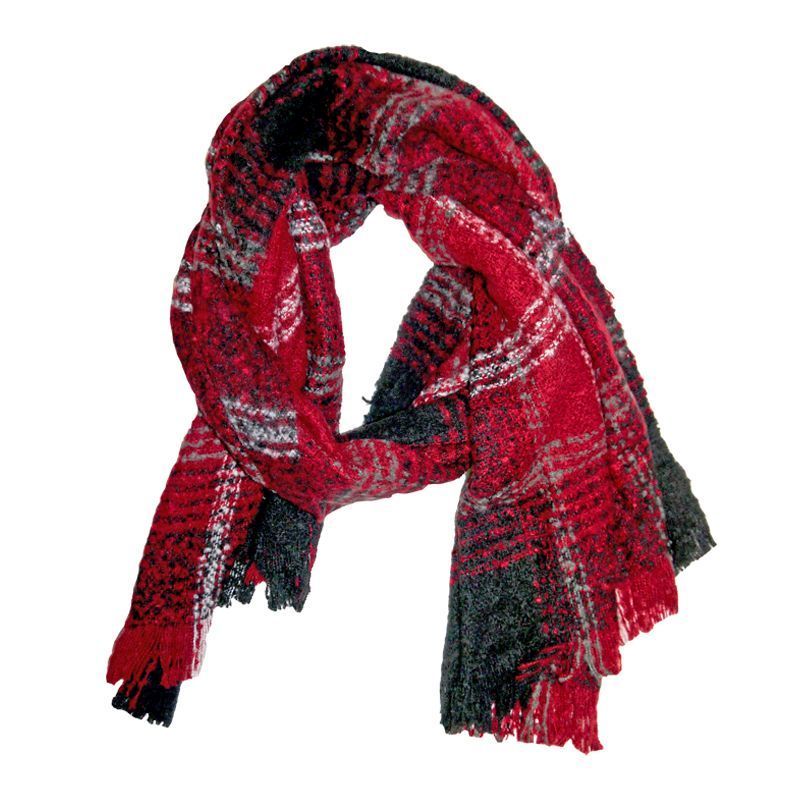 Blanket Scarf - Red And Black Check