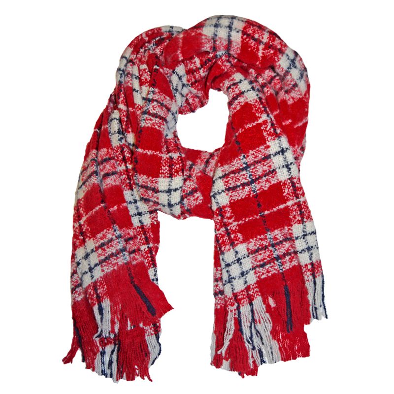 Blanket Scarf - Red And White Check