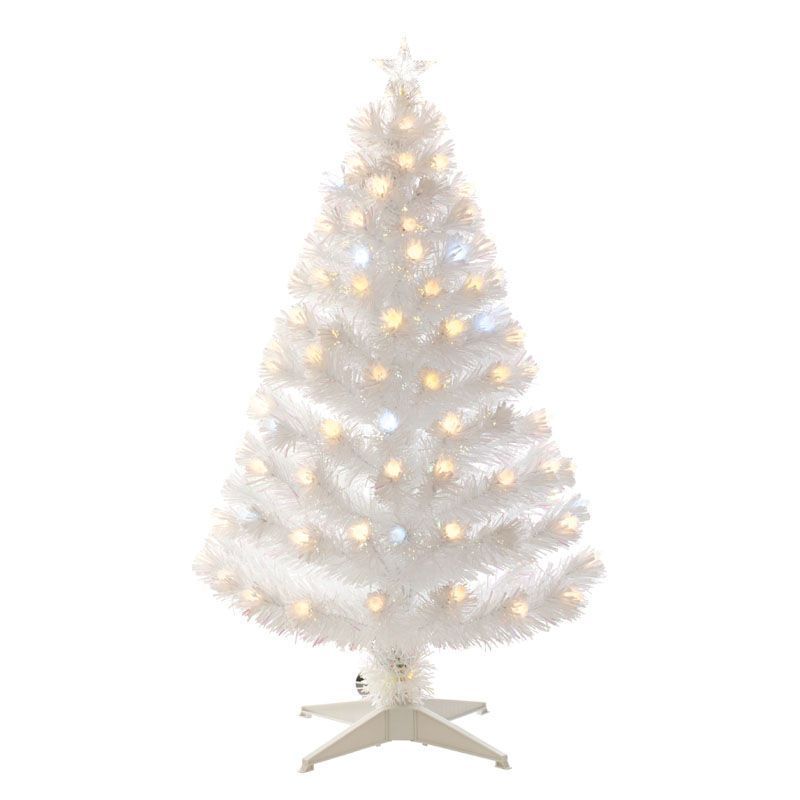 90cm (3 Foot) Warm White Spiky Ball Fibre Optic Christmas Tree