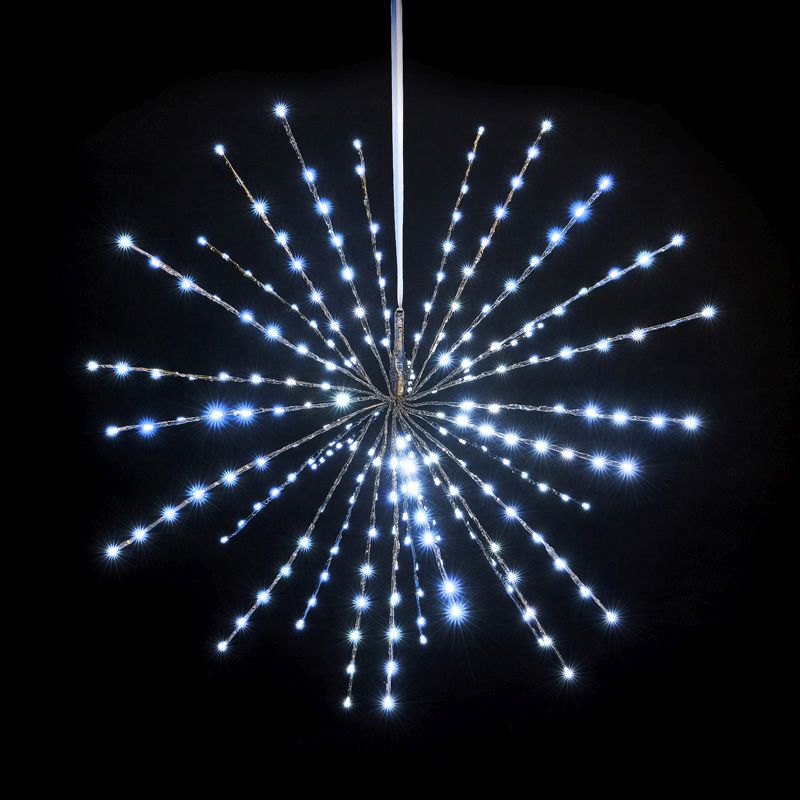 240 LED White Outdoor Animated Sparkle Branch Ball Light Mains 90cm