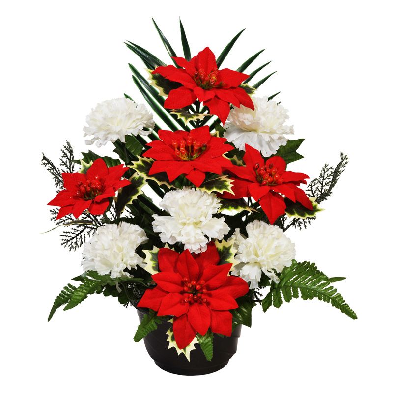 Flower Bouquet Christmas Decoration Green & Red - 38cm 