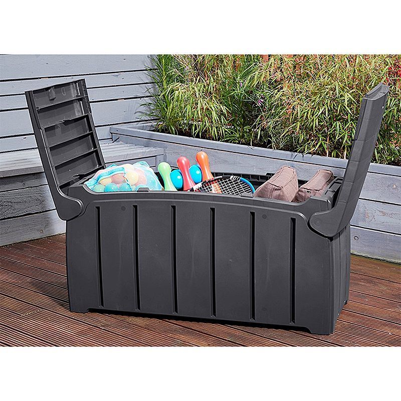 Plastic Outdoor Storage Box 322 Litres Extra Large - Black Essentials by Croft
