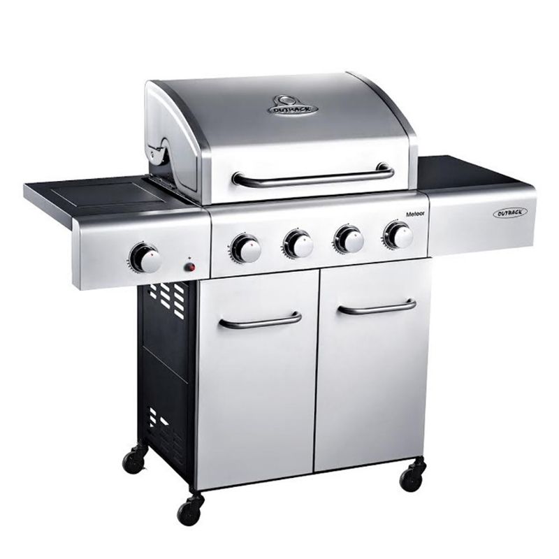 4 Burner Gas Outback Meteor Hooded Barbeque Stainless Steel