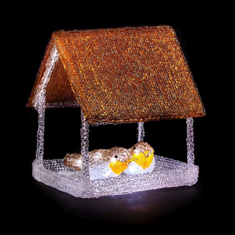 16 LED Outdoor Light Up Bird Table With 2 Robins Mains