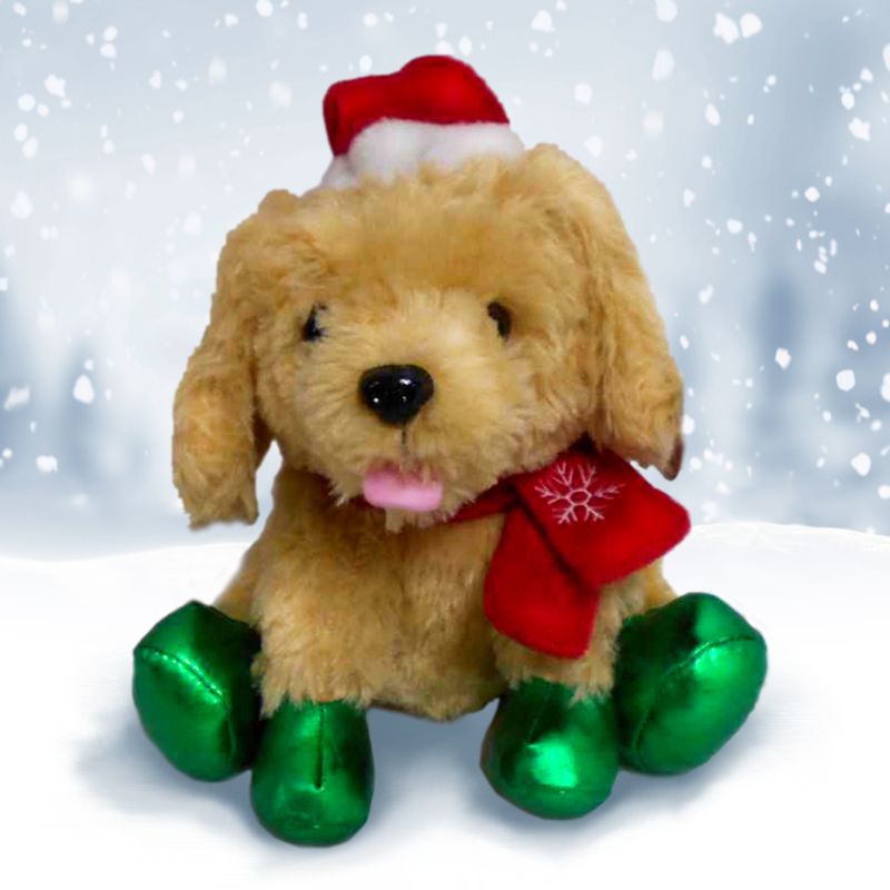 Animated Dog Christmas Decoration Brown & Green - 37cm by Wensum