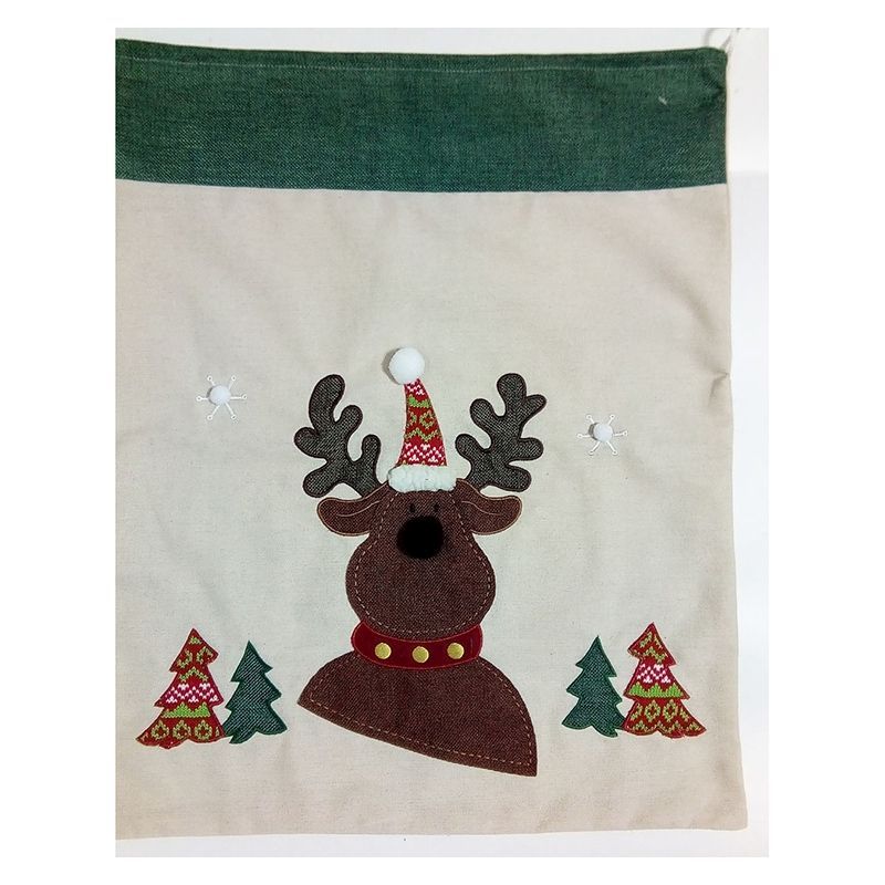 Christmas Sack Grey & Green with Reindeer Pattern by Christmas Inspiration