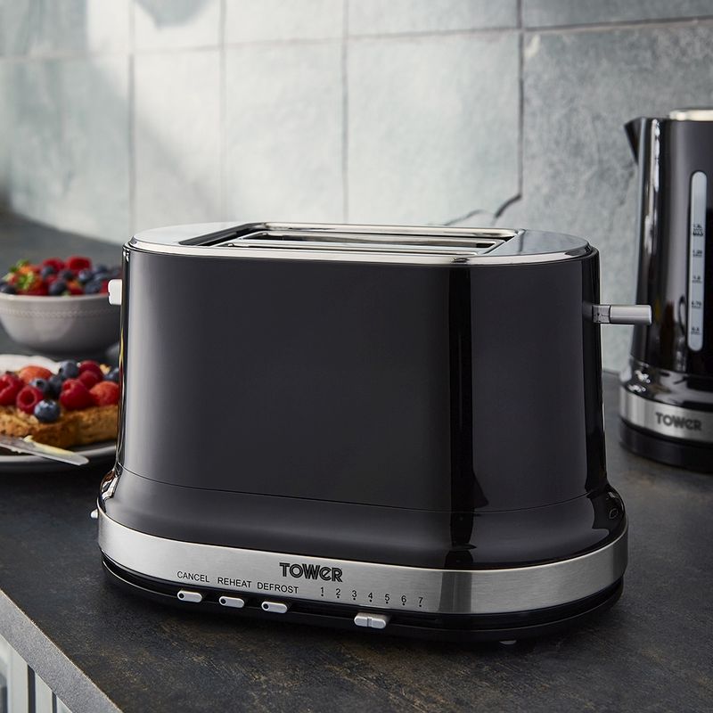 Toaster By Tower Belle 2 Slice - Black And Stainless Steel