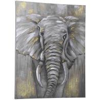 See more information about the Homcom Hand-Painted Metal Canvas Wall Art Grey African Elephant