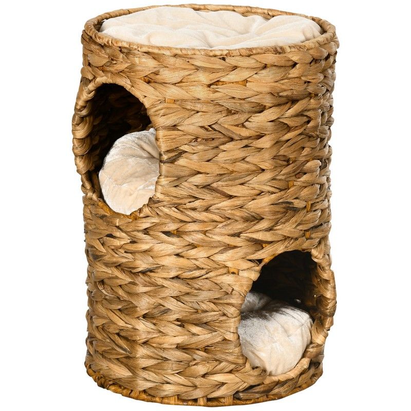 PawHut 47cm Cat Barrel Tree for Indoor Cats with 2 Cat Houses
