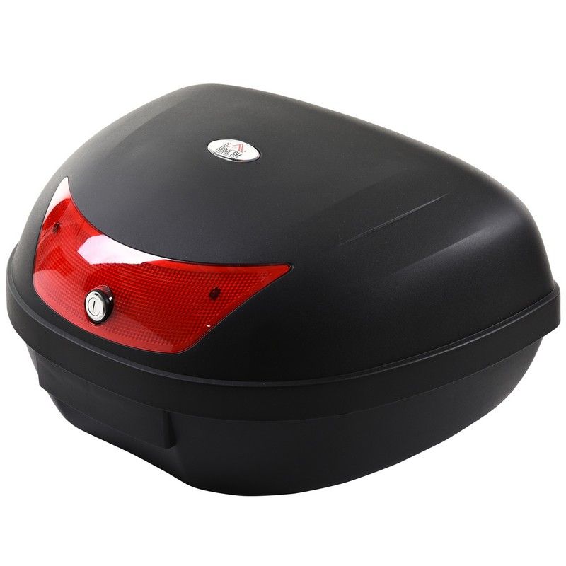 Homcom 48L Streamline Plastic Motorcycle Trunk w/ Reflector Red/Black