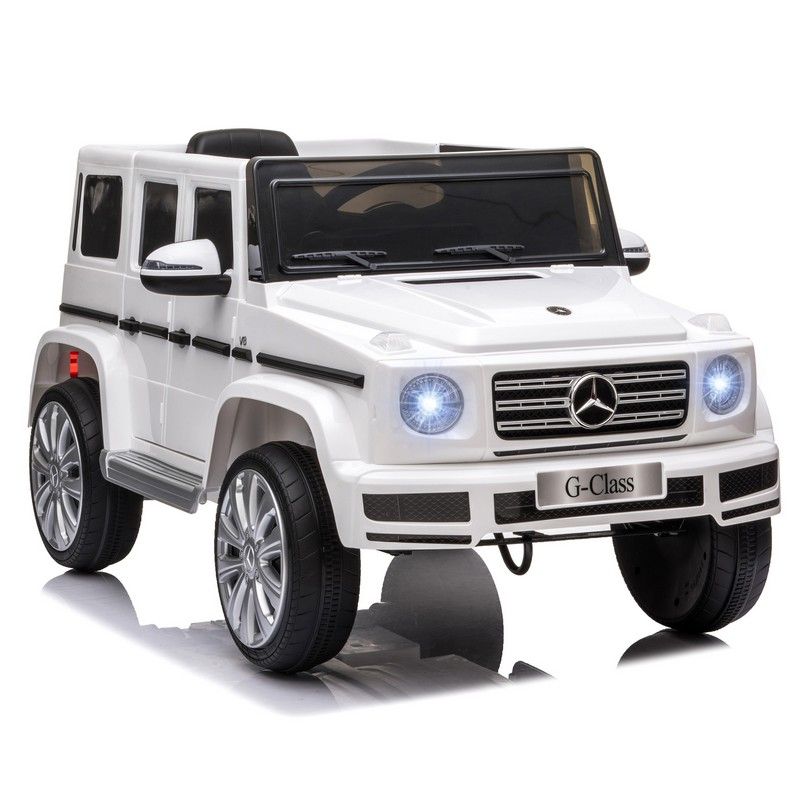 Homcom Compatible 12V Battery-powered 2 Motors Kids Electric Ride On Car Mercedes Benz G500 Toy with Parental Remote Control Music Lights MP3 Suspension Wheels for 3-8 Years Old White