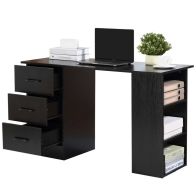 See more information about the Homcom 120cm Computer Desk With Storage Shelves Drawers Writing Table Study Workstation For Home Office Black