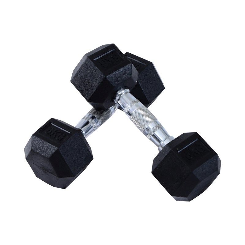 Homcom 2x6kg Hex Dumbbells Set Rubber Dumbbells Weight Lifting Equipment Fitness Home Gym