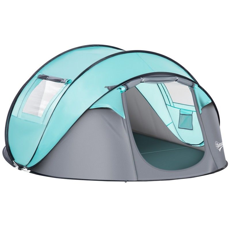 Outsunny 4 Person Pop Up Camping Tent With Vestibule Weatherproof Cover