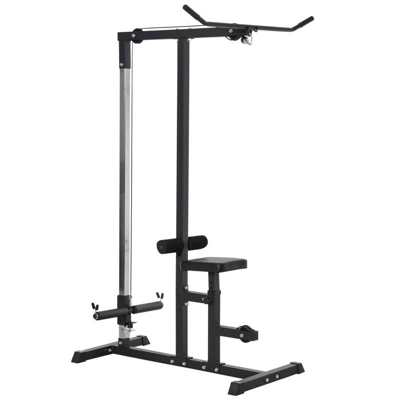 Homcom Exercise Pulley Machine Power Tower with Adjustable Seat Cable Positions