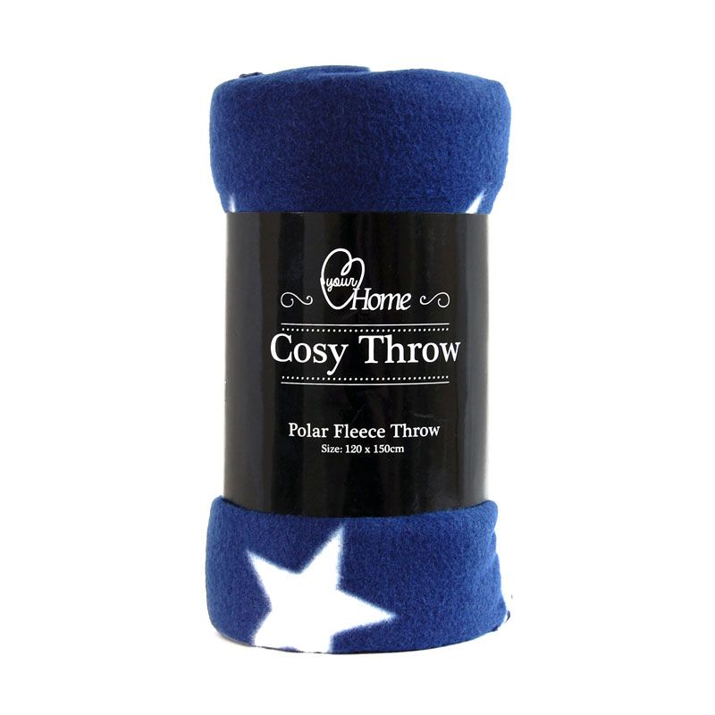 Your Home Cosy Throw - Blue with White Stars