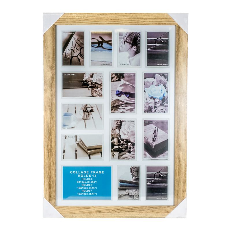 Collage Photo Frame 14 Openings (Ash Wood)