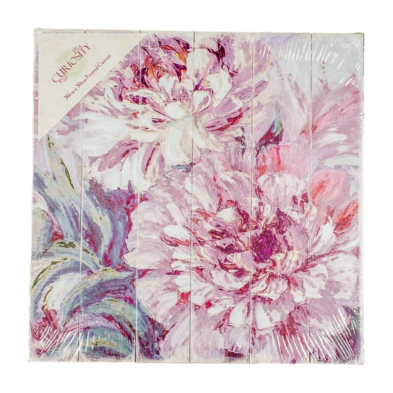 Purple Flowers on Wood Canvas Print 30x30