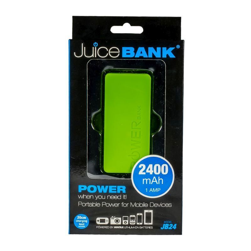Juice Bank Power Bank Charger 2400mAh (Lime Green)